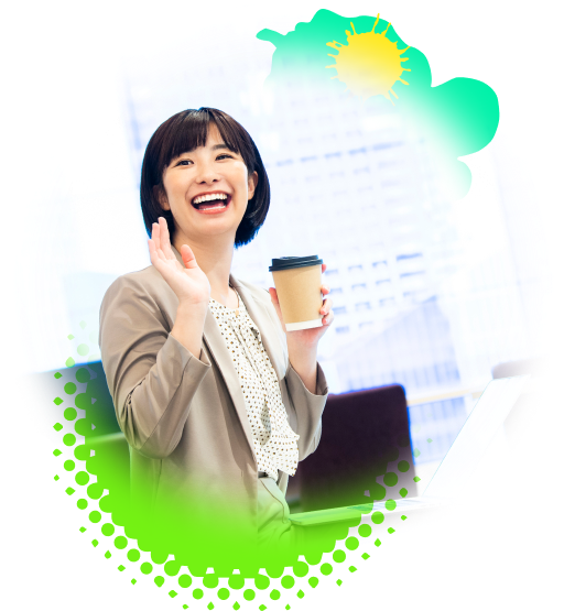 挨拶を大切にする社内の様子